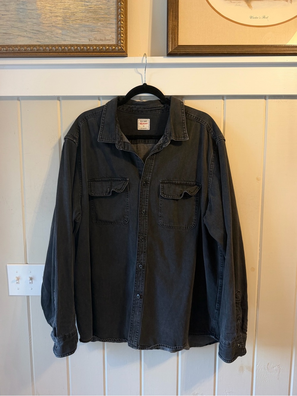 NWOT Old Navy Washed Black Button-Up “Workwear” Shirt Jacket, Size XXL